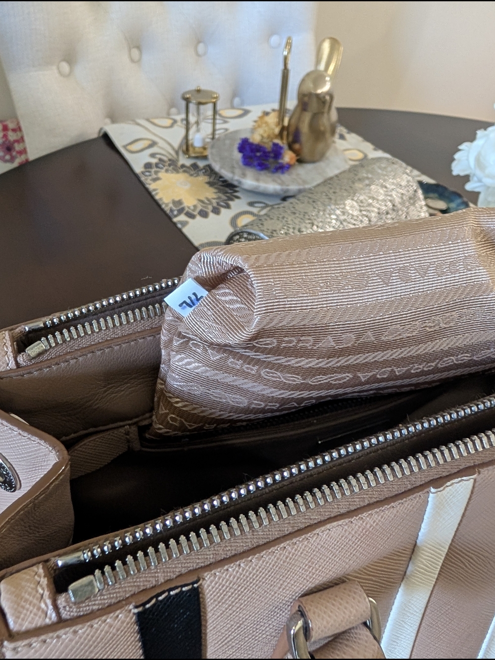 PRADA tricolor stripe Saffiano Top Handle Satchel - Picture 6 of 17